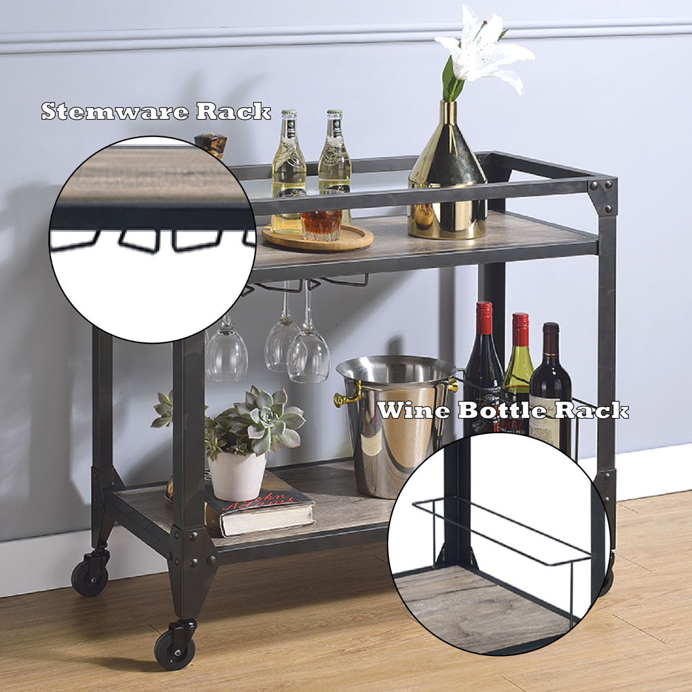 Jorgensen - Serving Cart - Rustic Oak & Charcoal