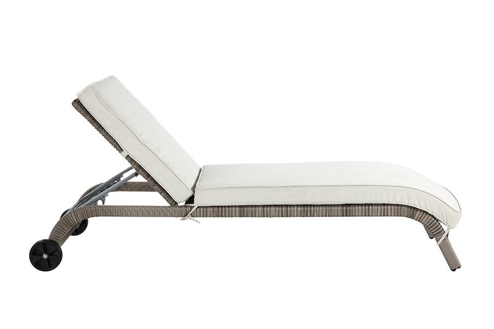Salena - 13" Patio Sun Lounge - Beige Fabric & Gray