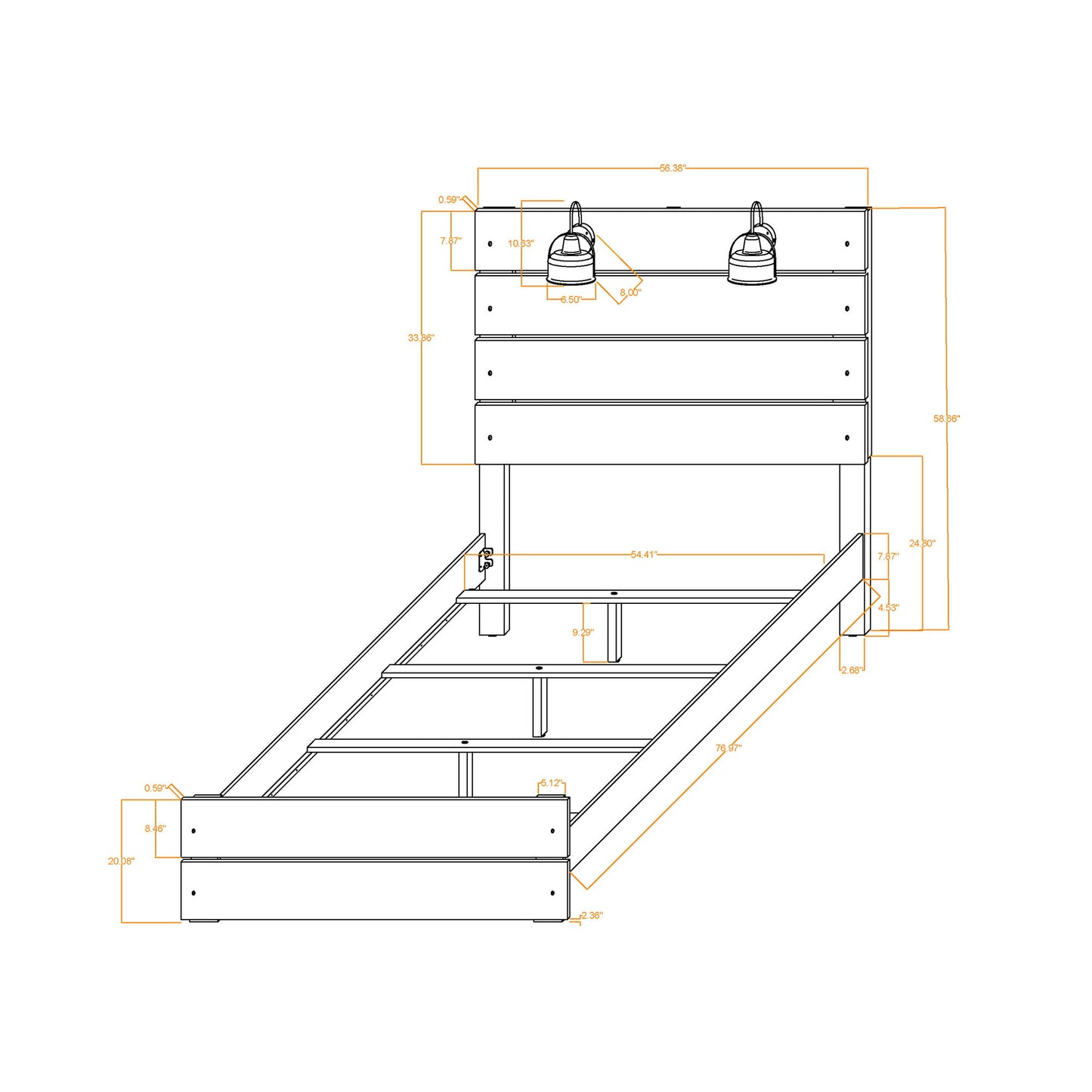 Monica - Bed With Panel Style And Slat Headboard