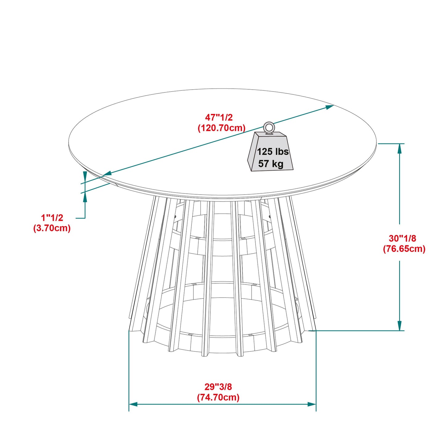 Round Dining Table With Pedestal Base - Brown