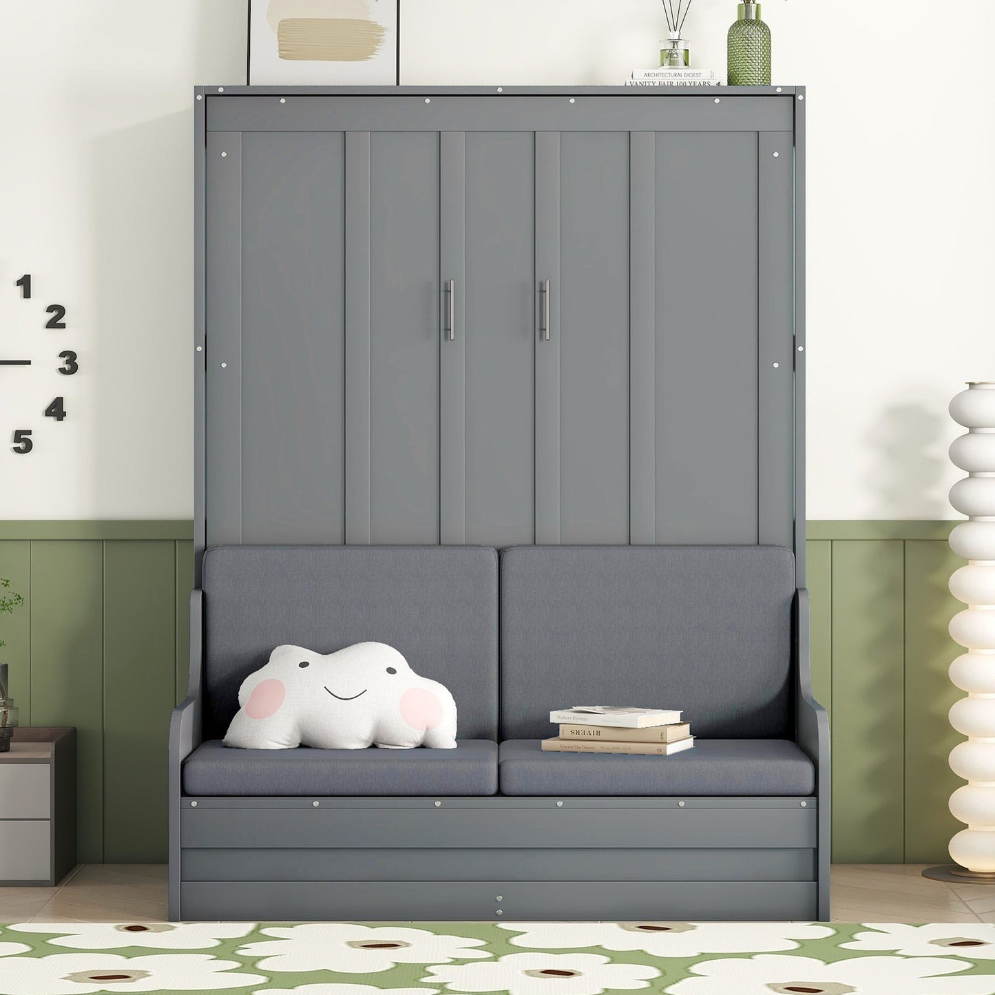 Murphy Wall Bed With Cushion, Space Saving Design, And Construction