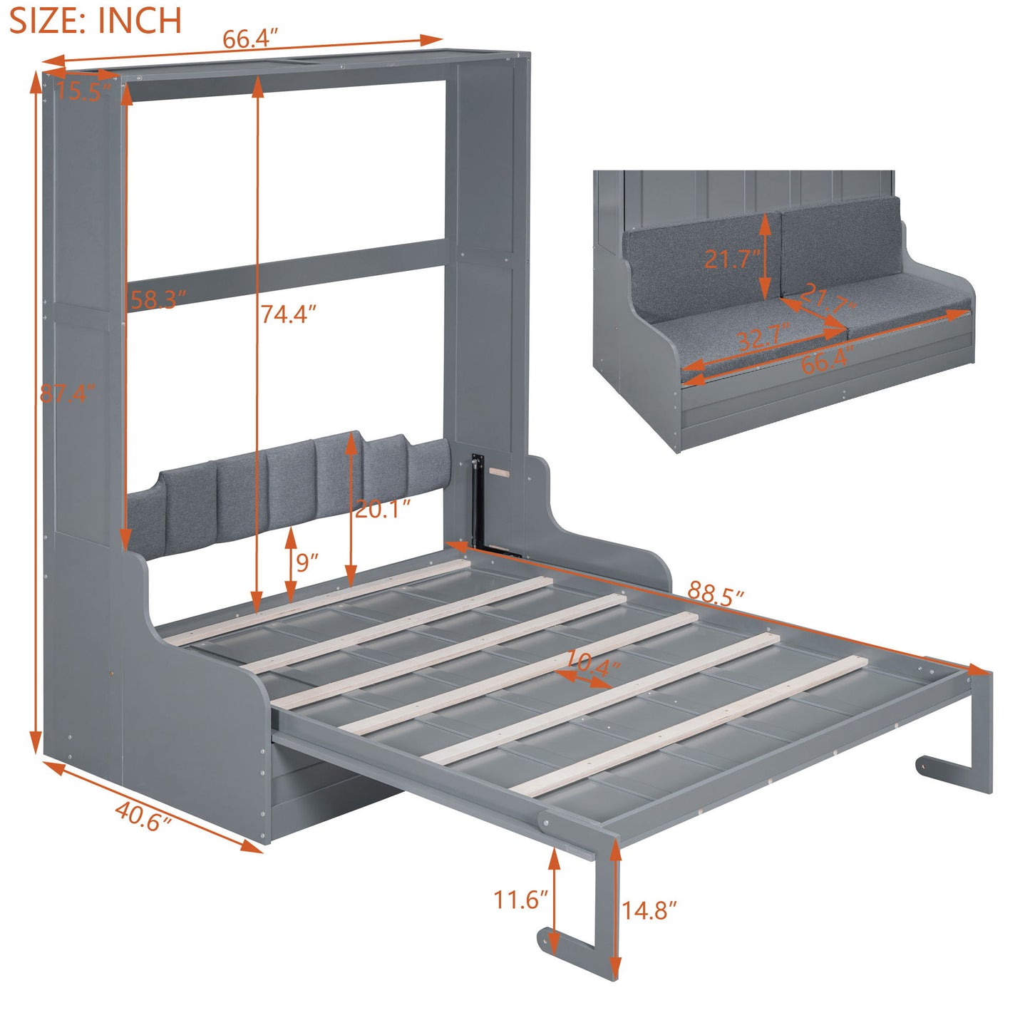 Murphy Wall Bed With Cushion, Space Saving Design, And Construction
