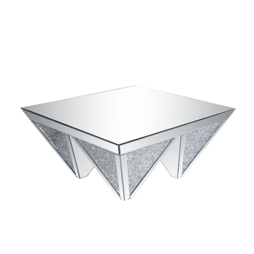 Noralie - 19"H Coffee Table With Faux Diamonds - Mirrored