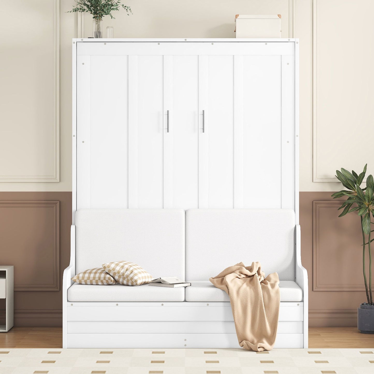 Murphy Wall Bed With Cushion, Space Saving Design, And Construction