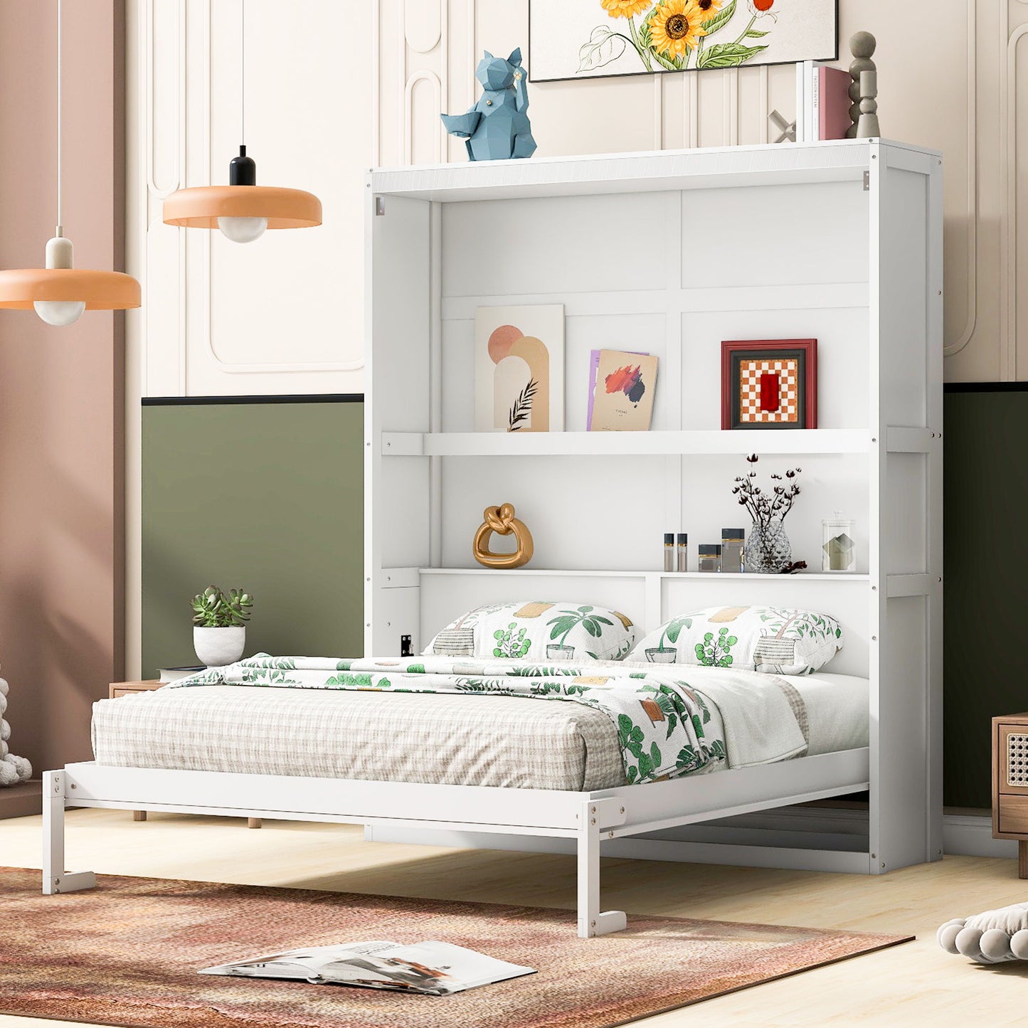 Murphy Wall Bed With Shelves, Space Saving