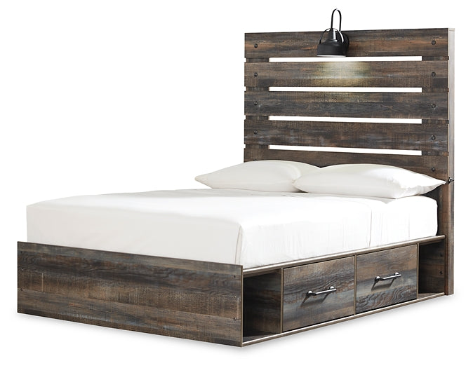 Drystan Panel Bed With 2 Storage Drawers With Mirrored Dresser, Chest And 2 Nightstands