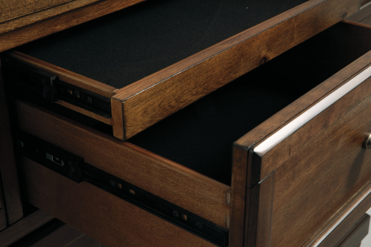 Flynnter Panel Bed With 2 Storage Drawers With Mirrored Dresser And 2 Nightstands