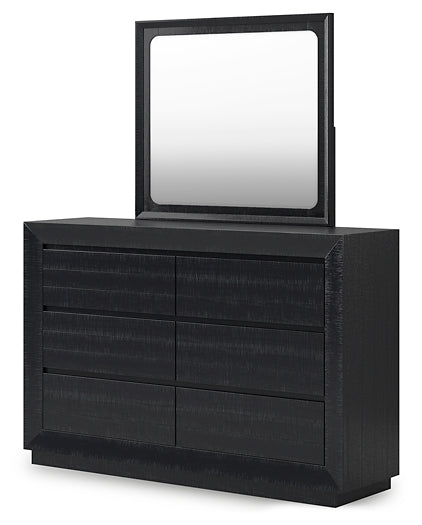 Londer King Panel Bed with Mirrored Dresser and 2 Nightstands