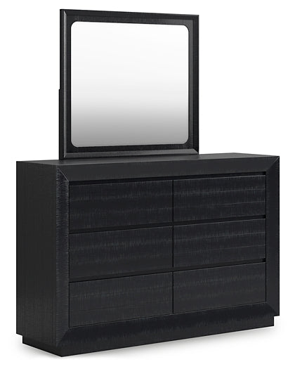 Londer Queen Panel Bed with Mirrored Dresser, Chest and Nightstand