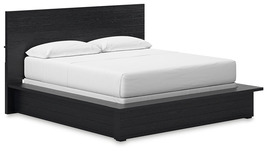 Londer California King Panel Bed with Mirrored Dresser, Chest and Nightstand