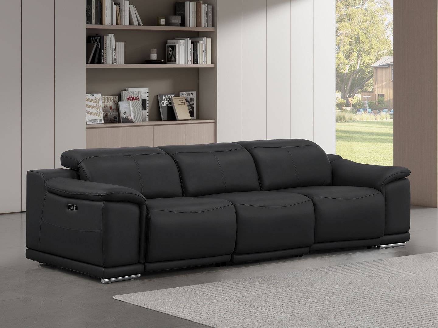 2679 - Genuine Leather Sofa With Dual Power Recliners