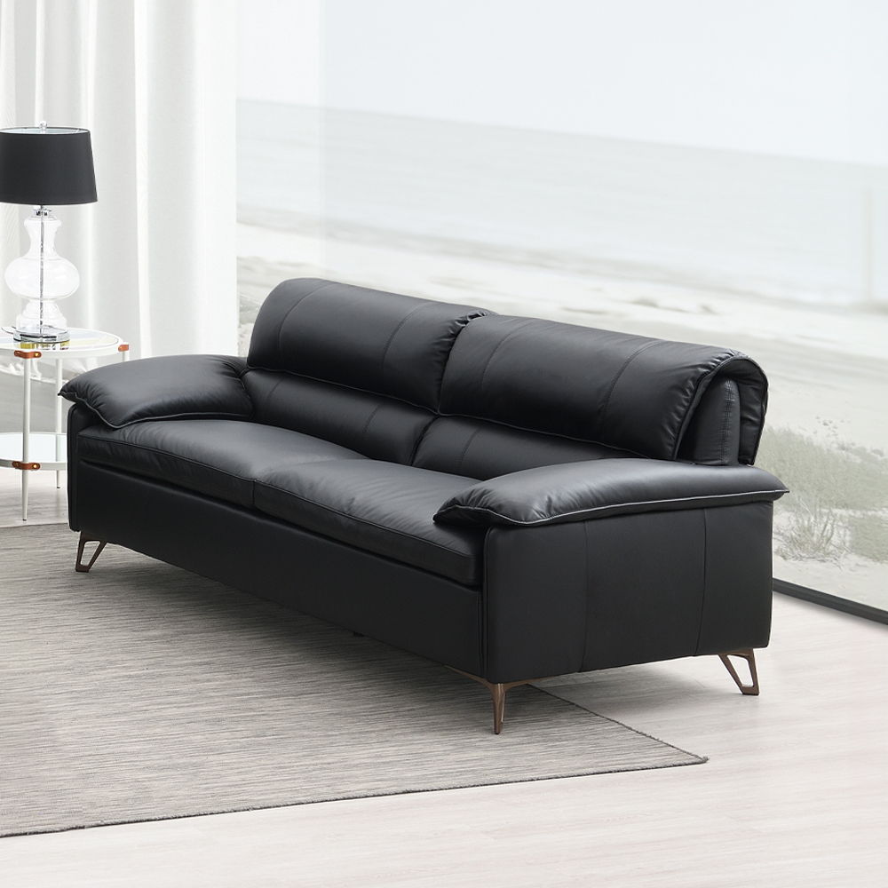 Eilene - Loveseat - Black Top Grain Leather