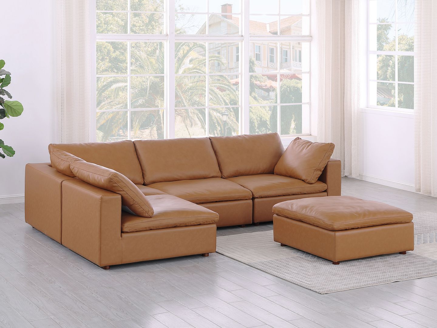 1100 - 5-Piece Left Arm Facing 3-Seat Sectional (Top-Grain Italian Leather)