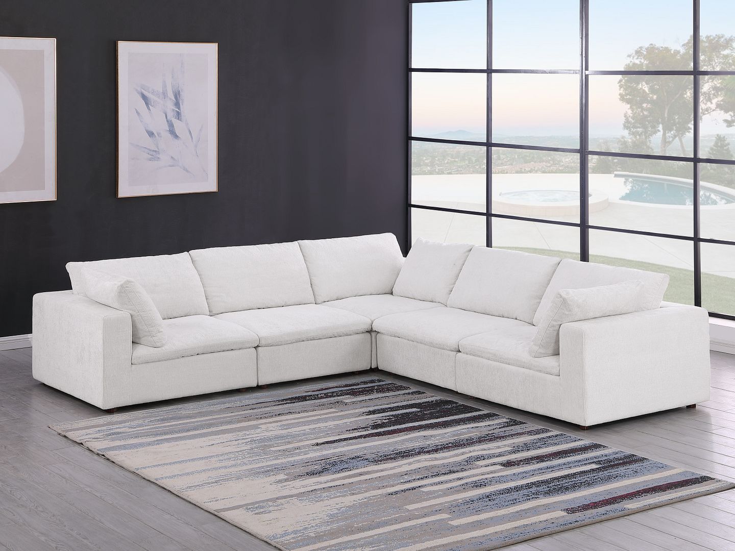 1100 - 5-Piece L-Shaped Sectional - Pearl