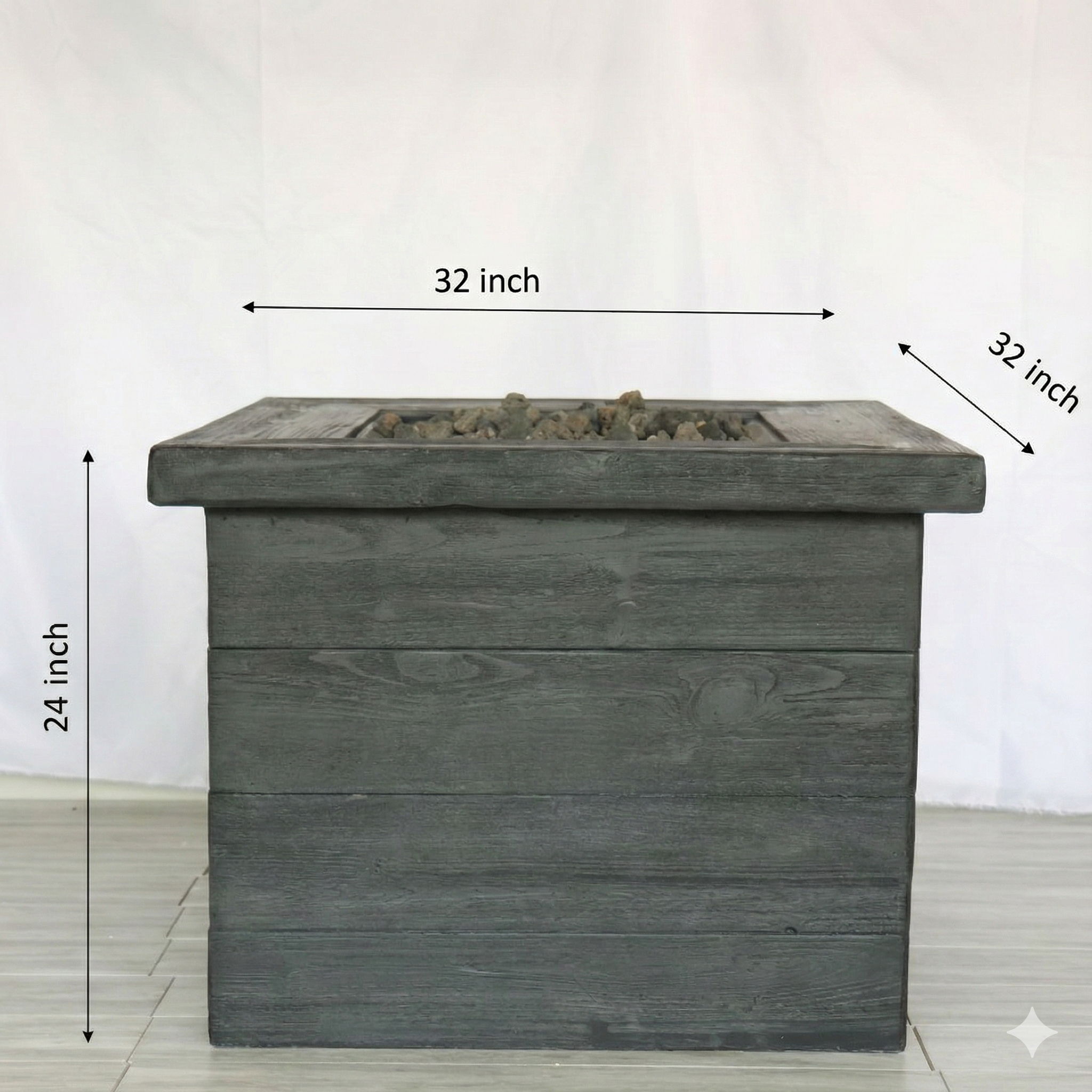 Fiber Reinforced Propane / Natural Gas, Fire Pit Table - Charcoal