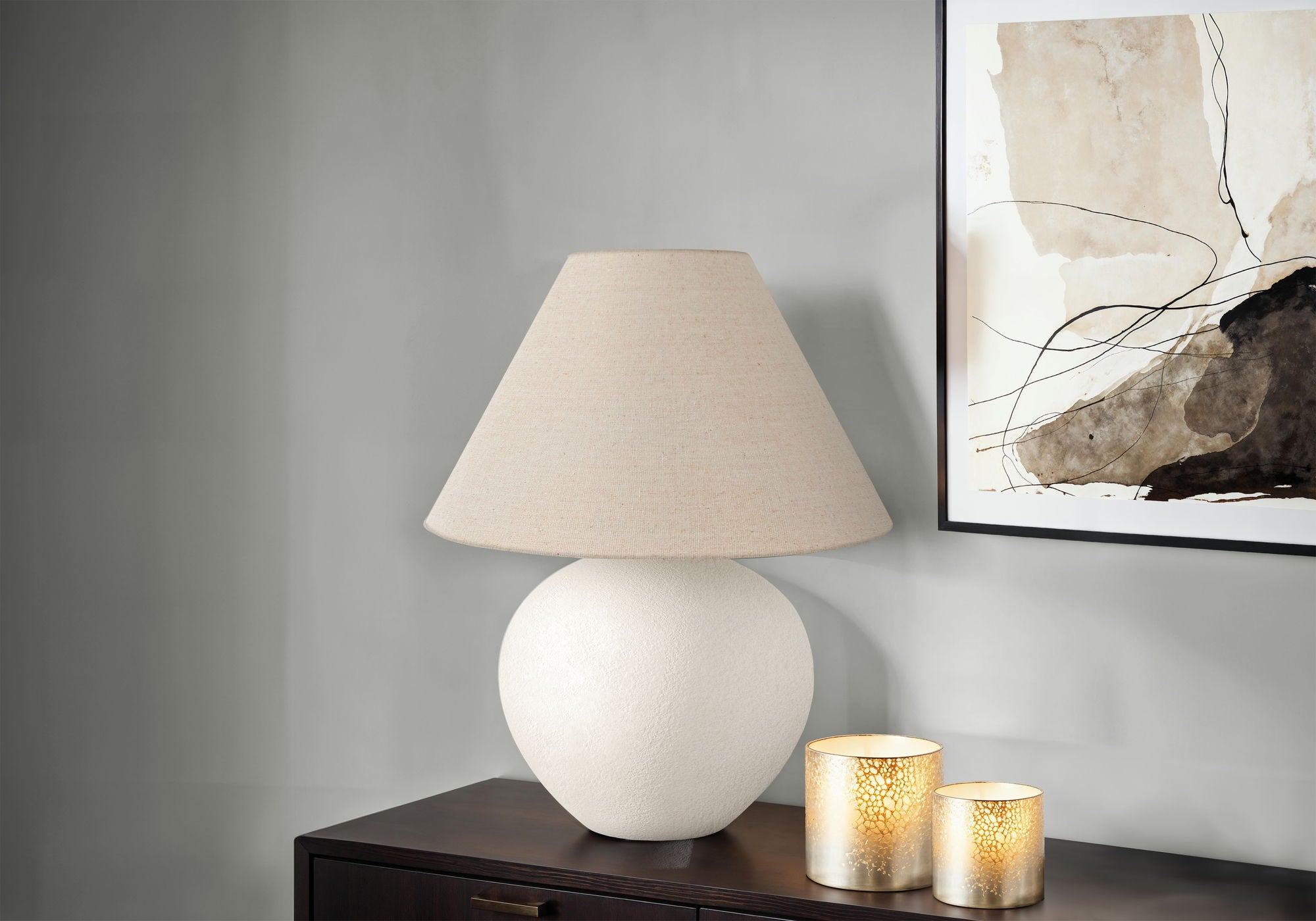 Lighting, Table Lamp Contemporary - Cream