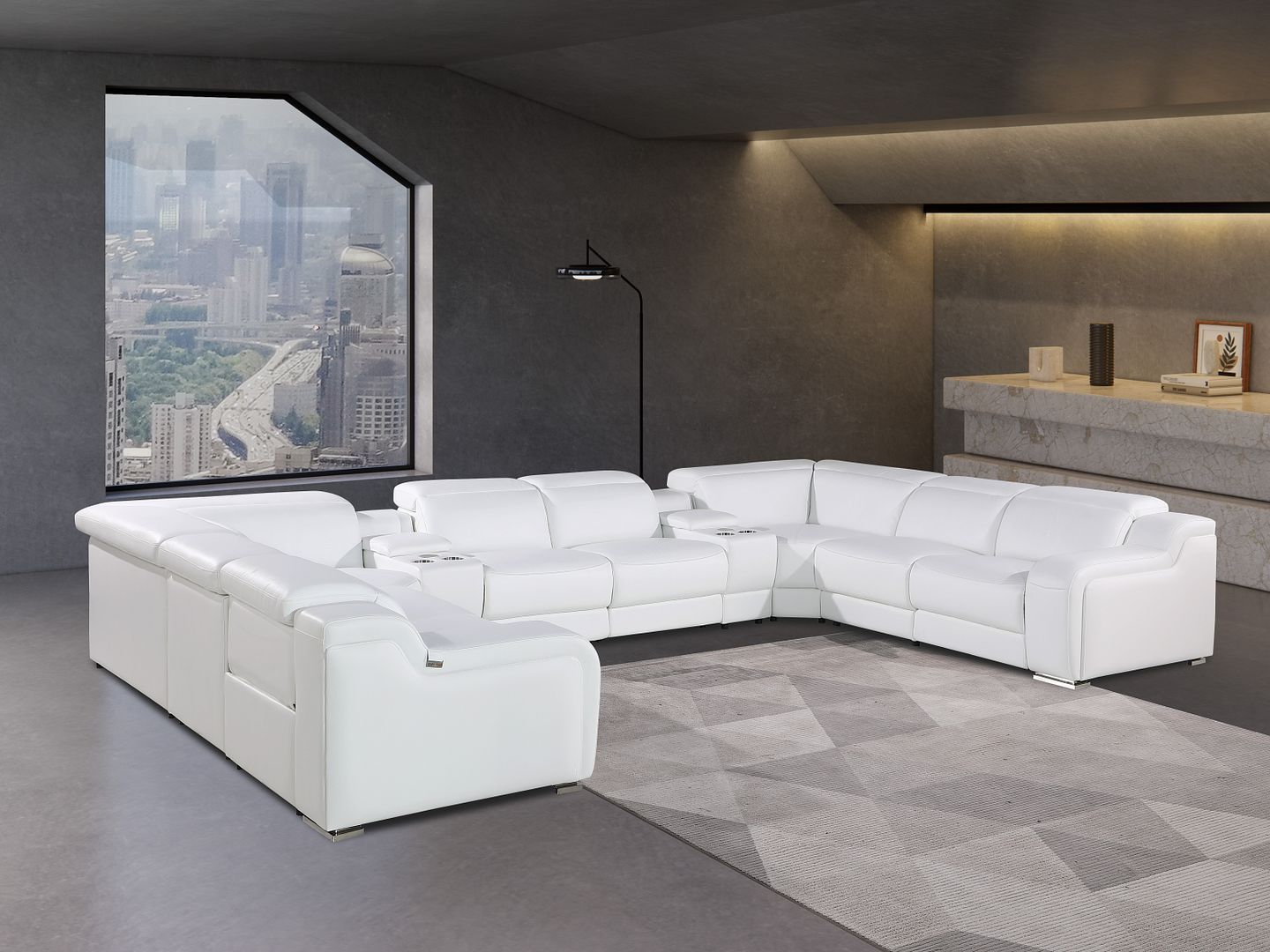 1116 - 10-Piece U-Shaped Sectional Sofa In With 4 Power Recliners & Power Headrests