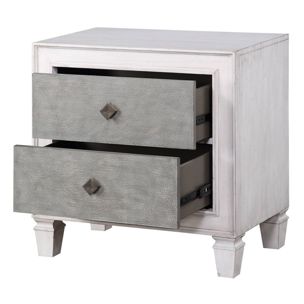 Katia - Nightstand - Rustic Gray & Weathered White
