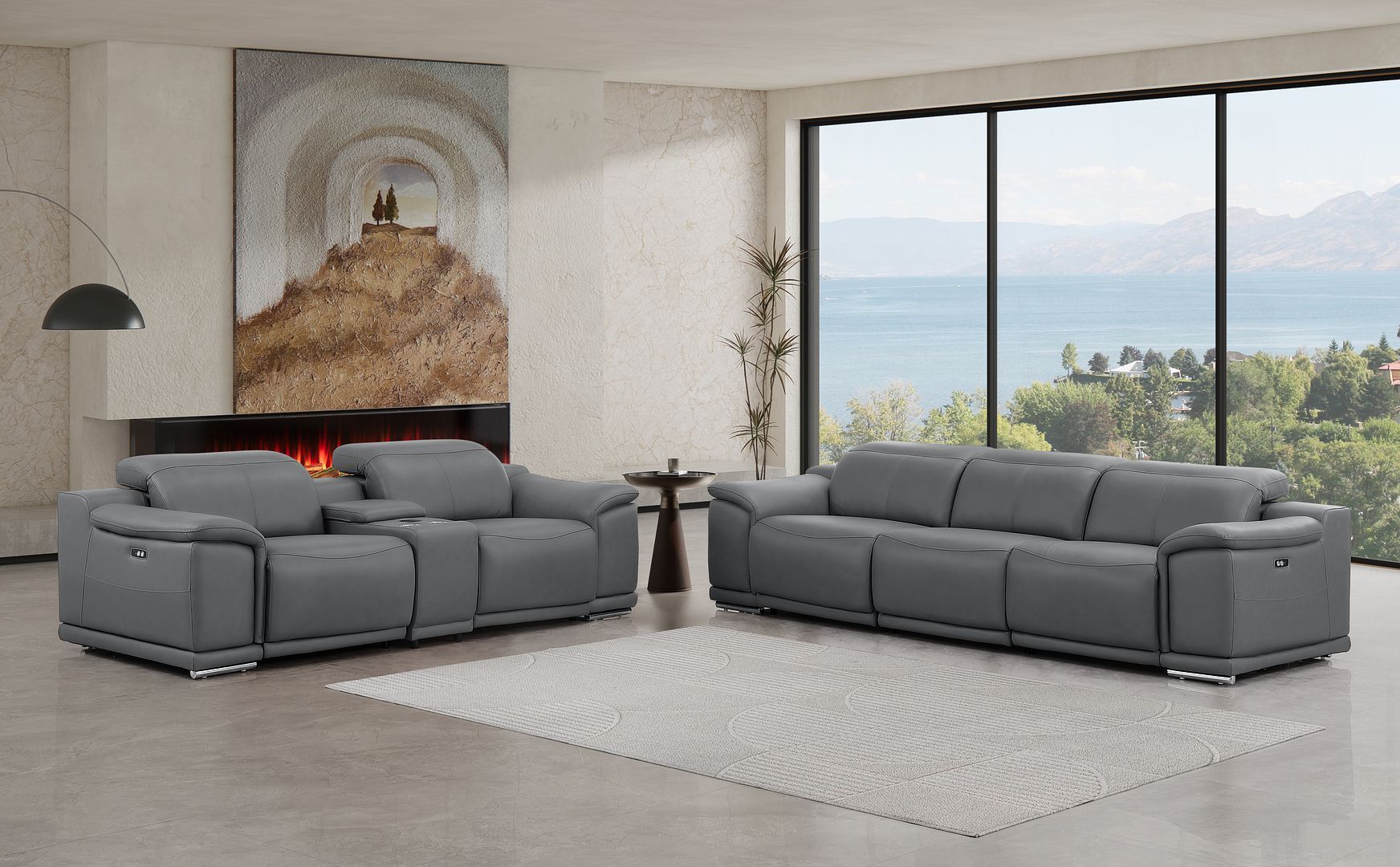 2679 - Genuine Leather Reclining Set (Sofa And Loveseat With 5 Power Recliners)