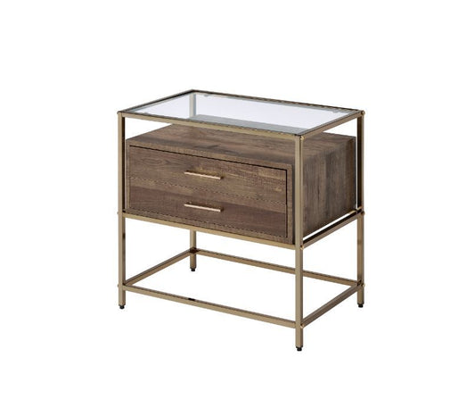 Knave - Accent Table - Walnut & Champagne