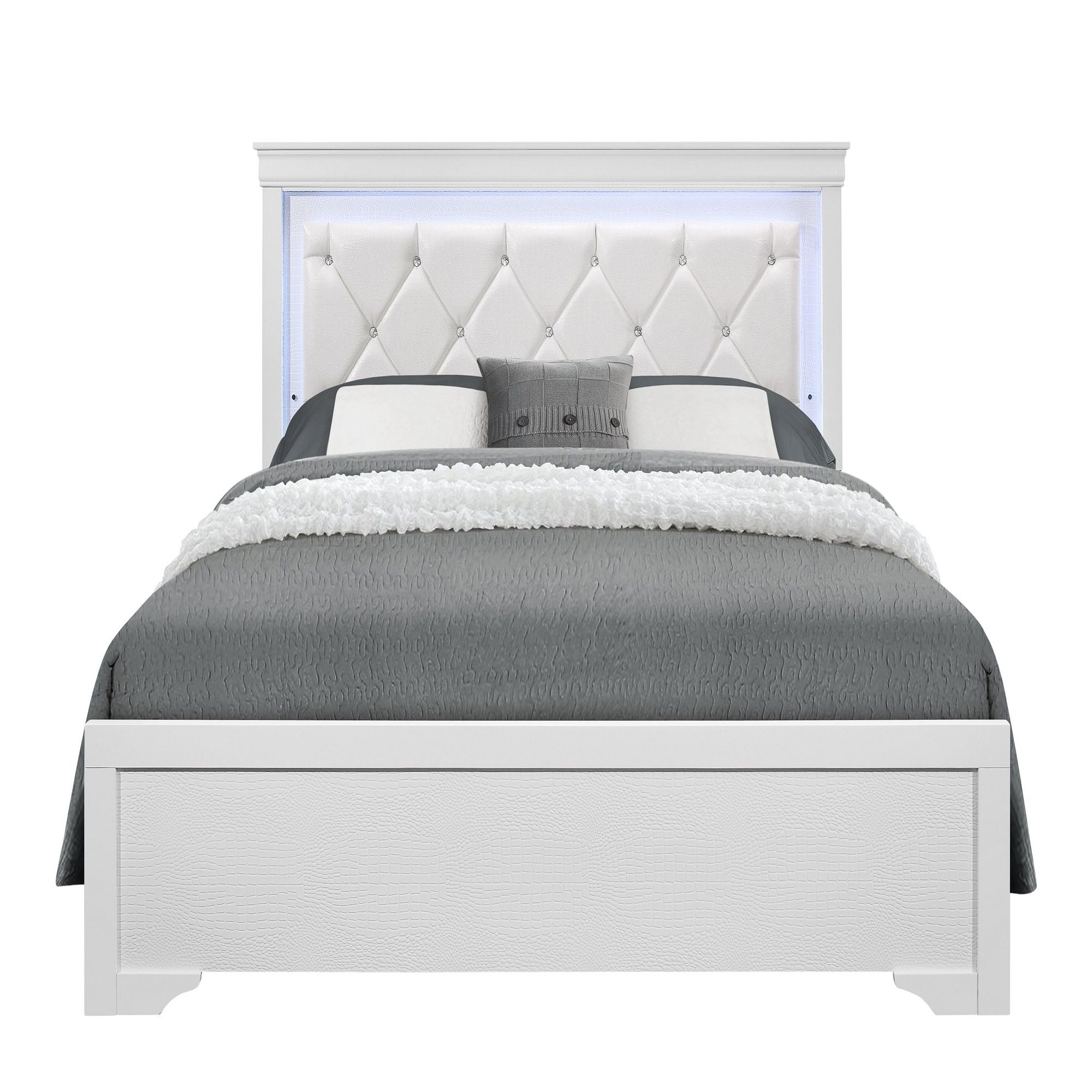 Shaker - Bed With LED Lighting And Crystal Inspired Tufted Headboard