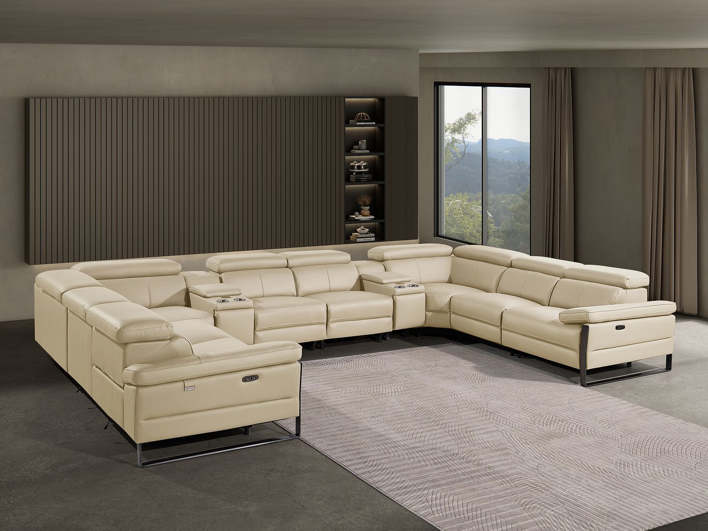 1246 - 10-Piece U-Shaped Modular Power Reclining Sectional With 4 Power Recliners And Power Headrests