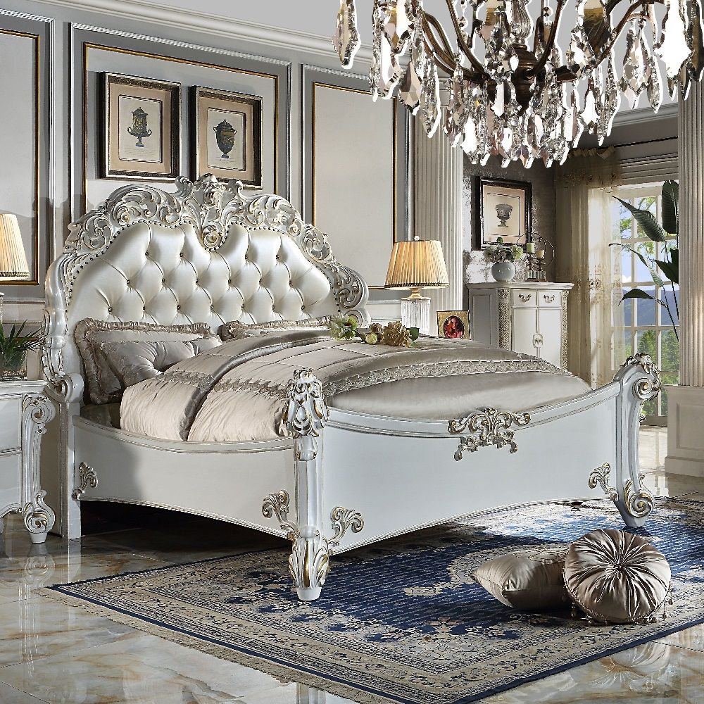 Vendome - Synthetic Leather California King Bed - Antique Pearl