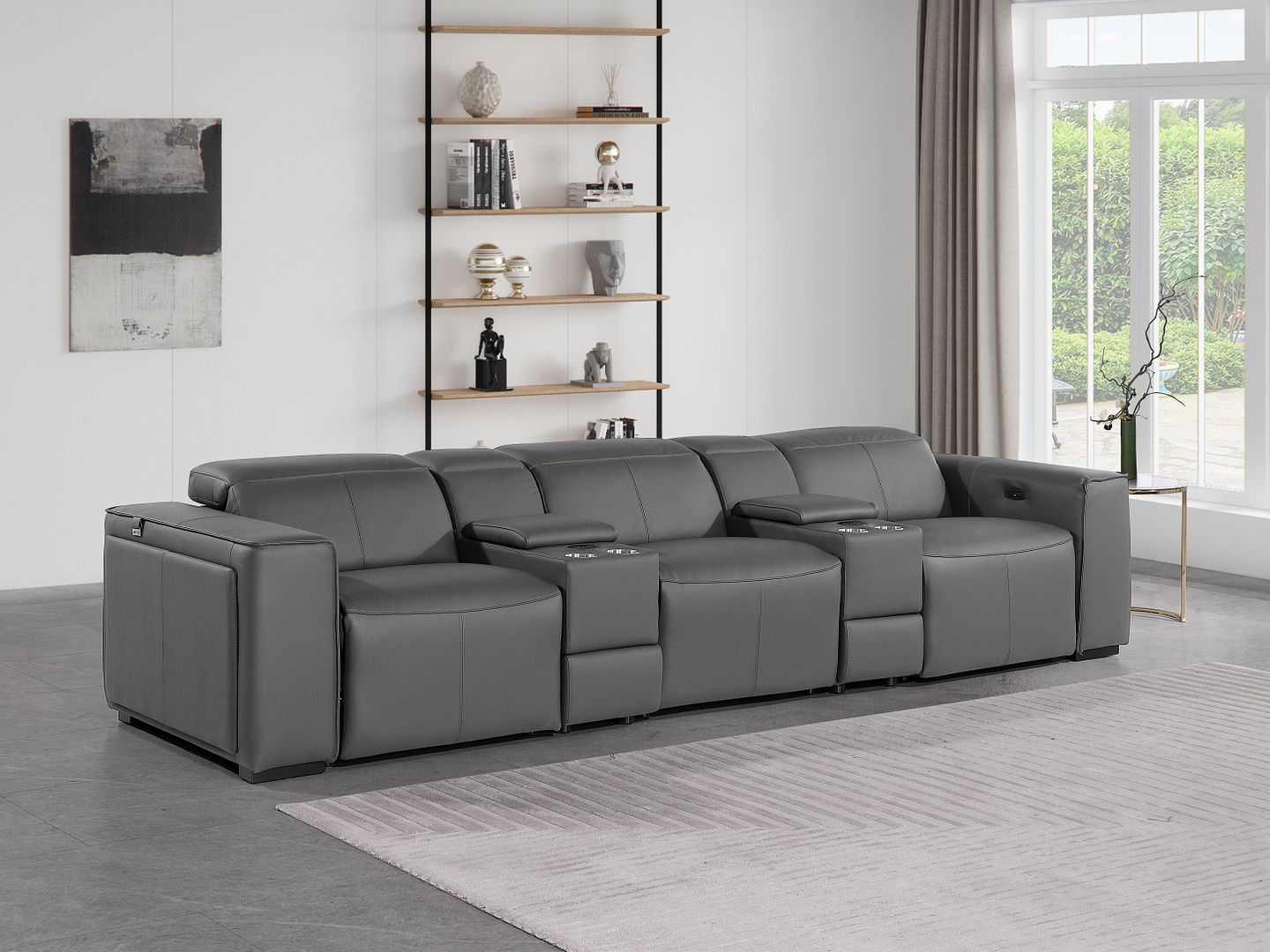 1224 - 5-Piece Modular Power Reclining Sofa In With 3 Power Recliners & Power Headrests