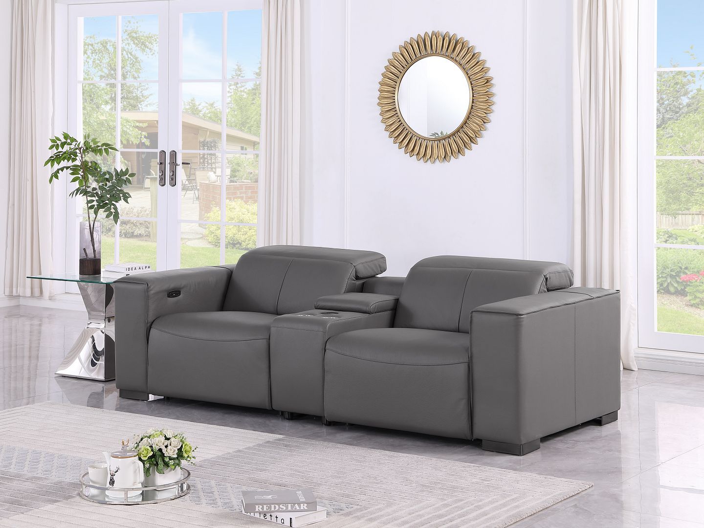 1208 - Dual Power Reclining Console Loveseat