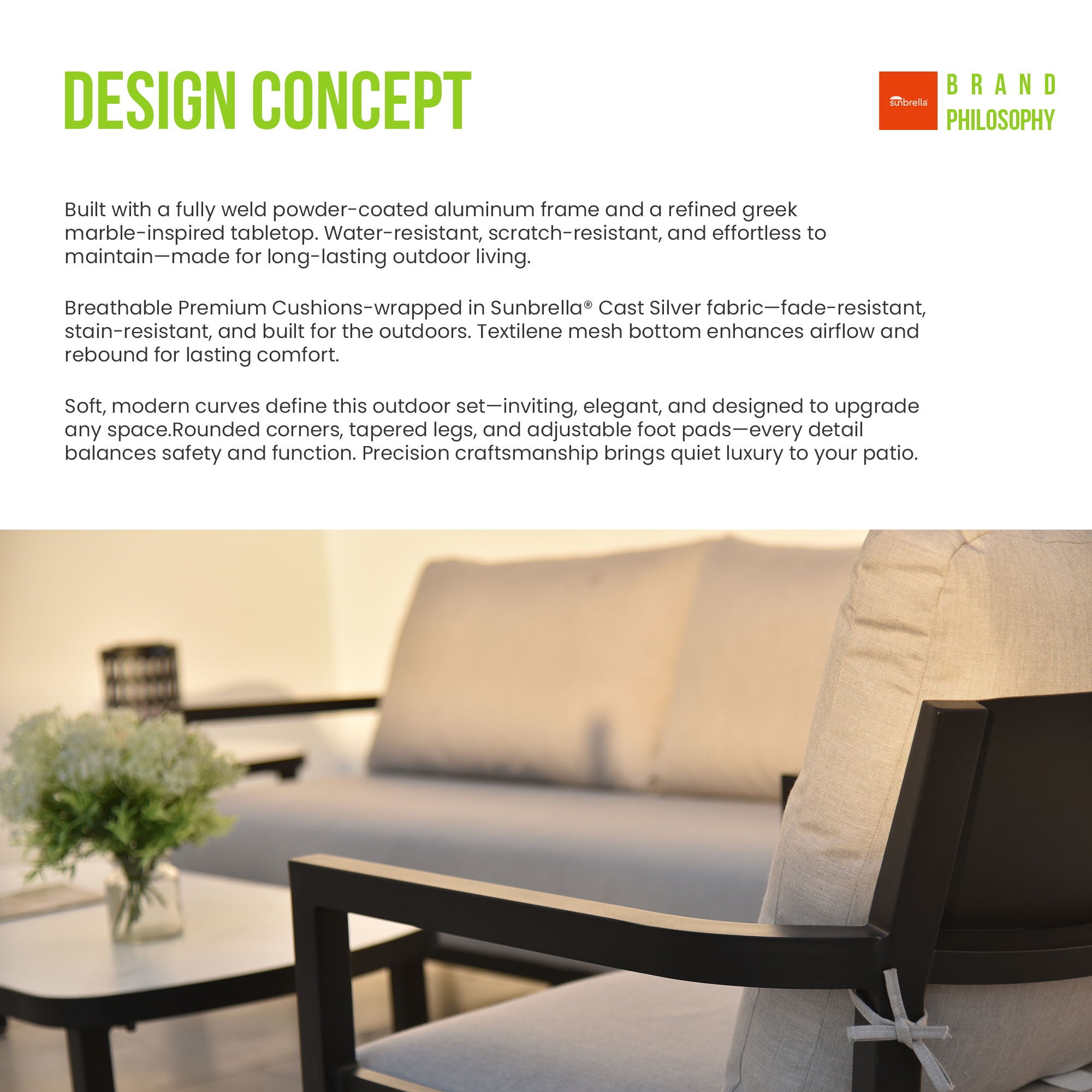 Outdoor Swivel Lounge Chair With Sunbrella Cushion, Weather Resistant - Ember Black