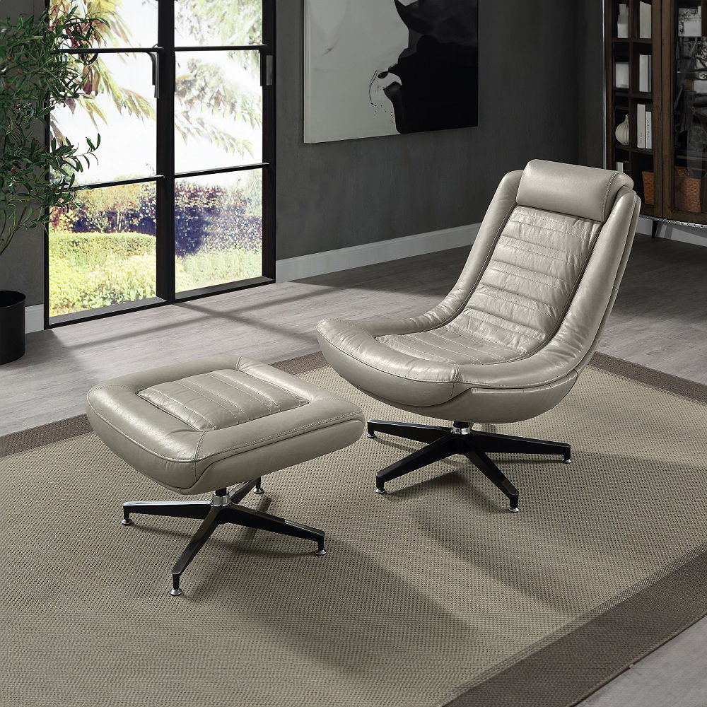 Piran - Ottoman - Twilight Top Grain Leather