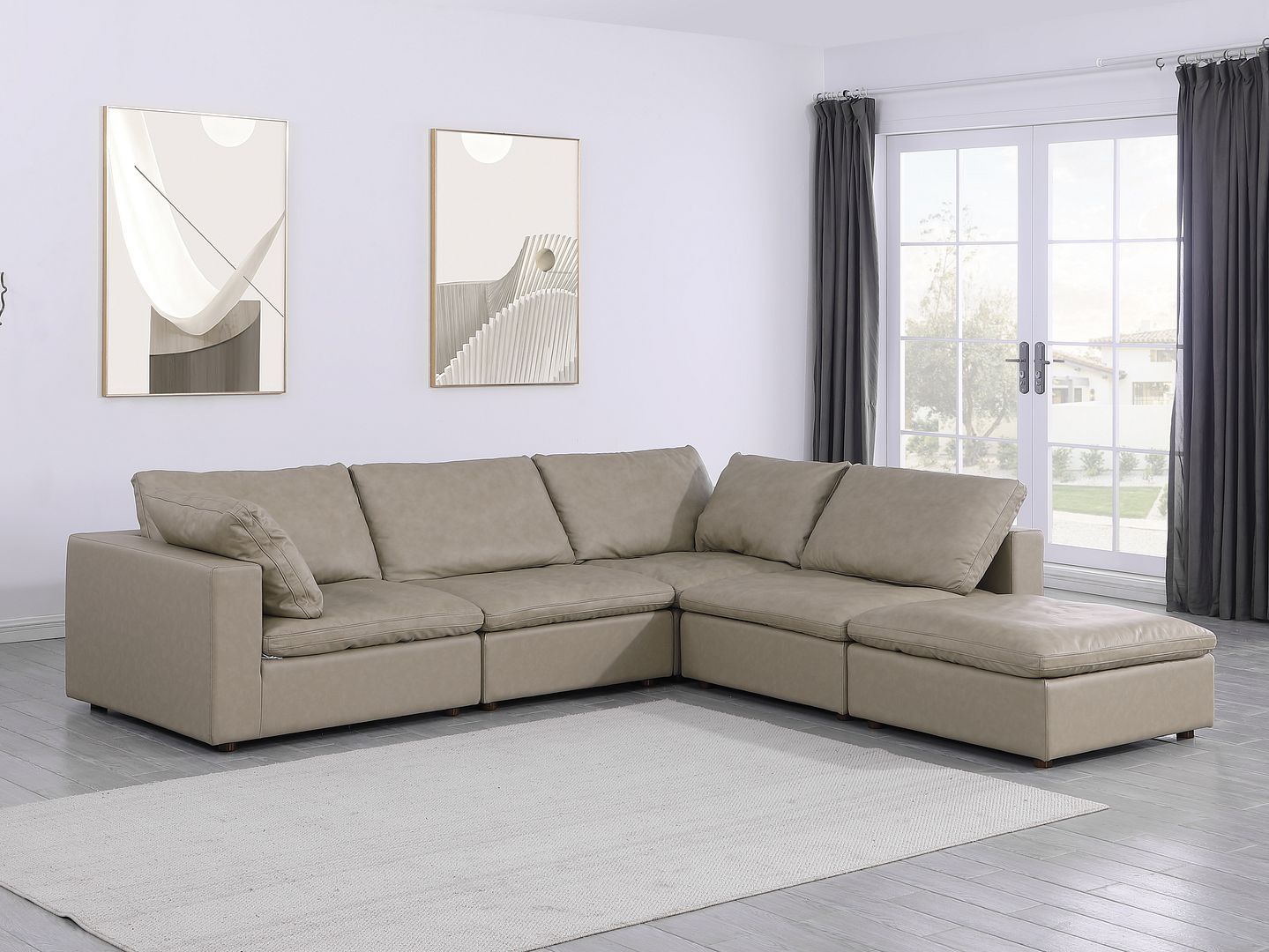 1100 - 5-Piece 4-Seat Sectional (Top-Grain Italian Leather)