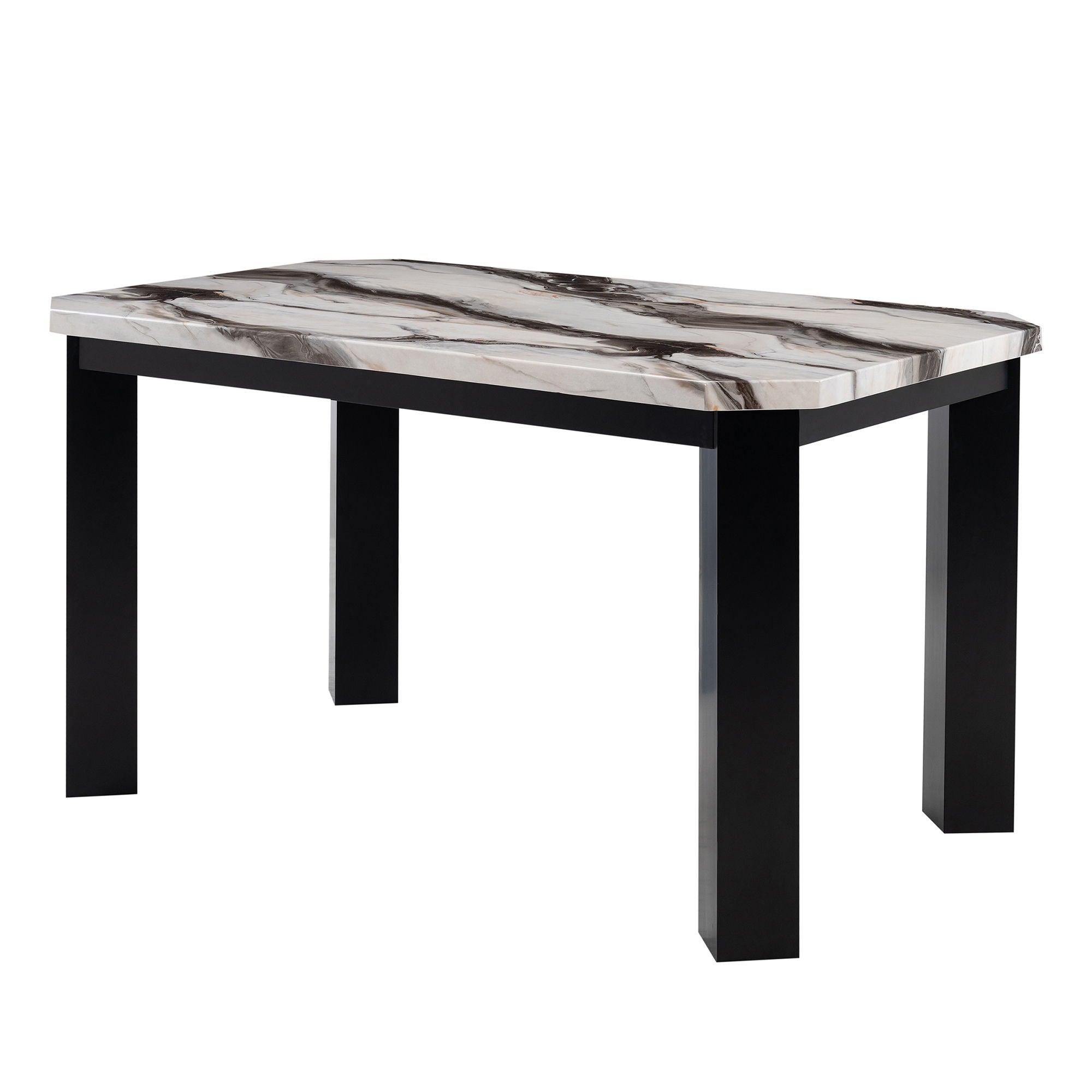 Magaly - Bar Table And Stool 5 Piece Set With Marbled Top Detail - Dark Gray