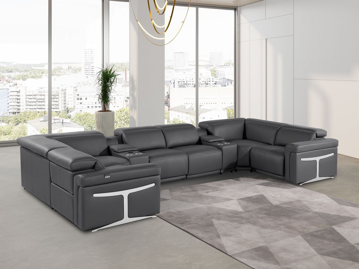 1126 - 8-Piece U-Shaped Sectional Sofa In With 4 Power Recliners & Power Headrest