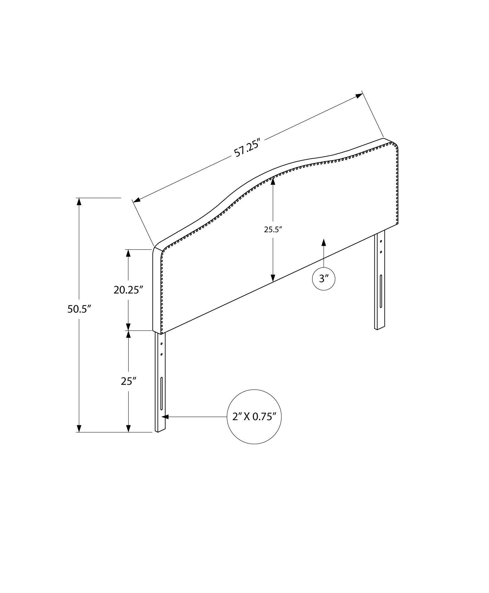 Full Size, Bed Headboard Only Upholstered, Transitional - Gray