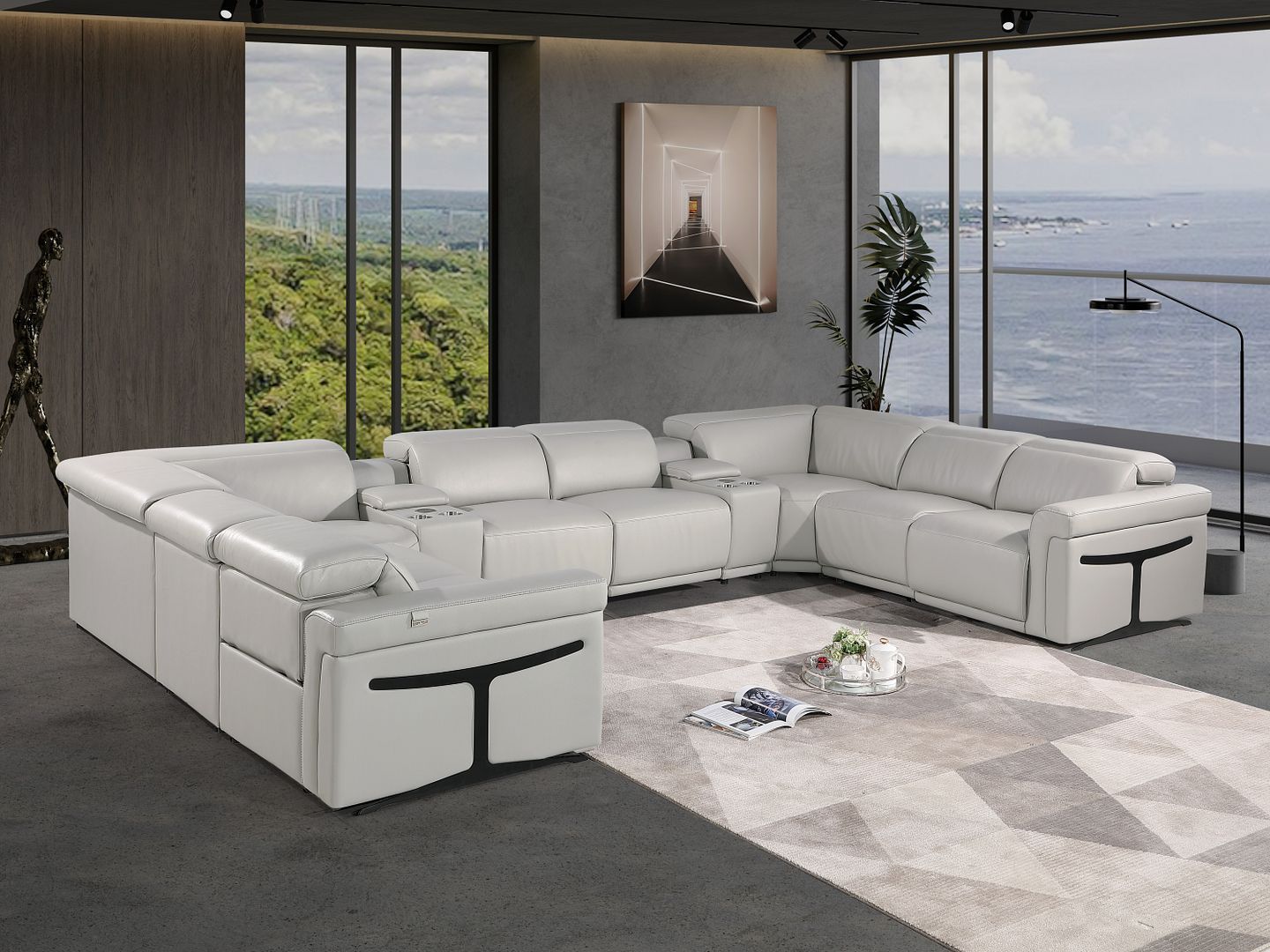 1126 - 10-Piece U-Shaped Sectional Sofa In With 4 Power Recliners & Power Headrests