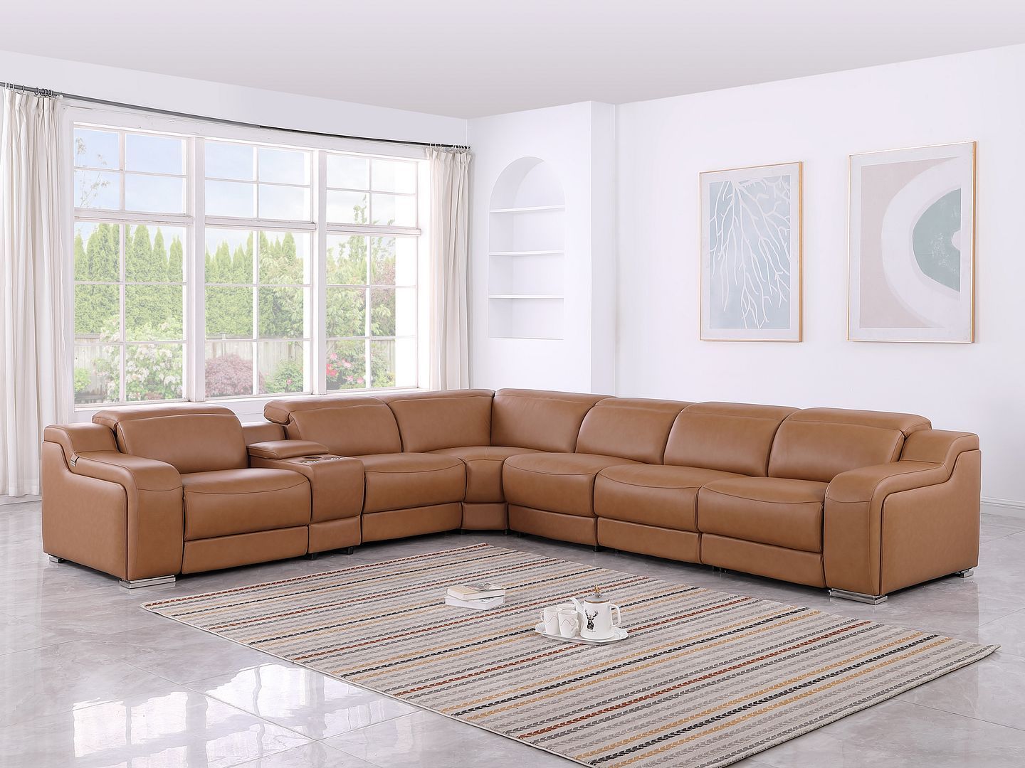 1116 - 7-Piece L-Shaped Sectional Sofa In With 4 Power Recliners & Power Headrests