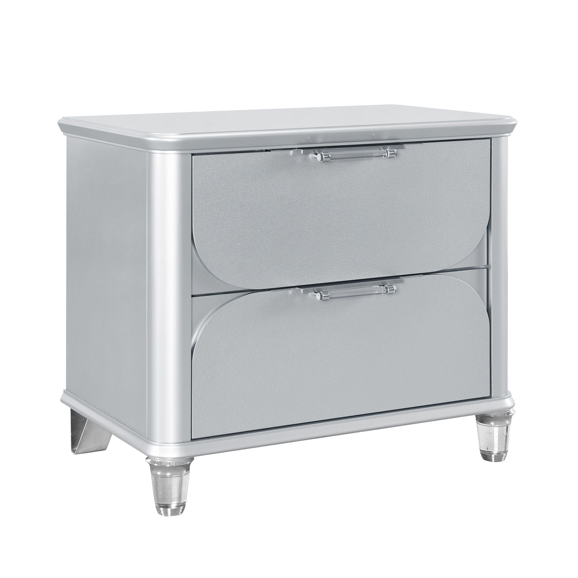 Laura - Nightstand With Sleek Frame And Fronts - Silver