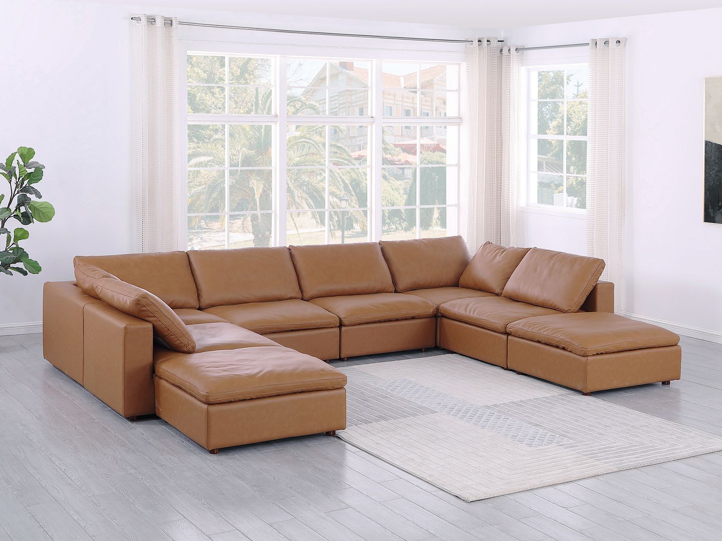 1100 - Top-Grain Italian Leather 8-Piece Sectional With Chaise