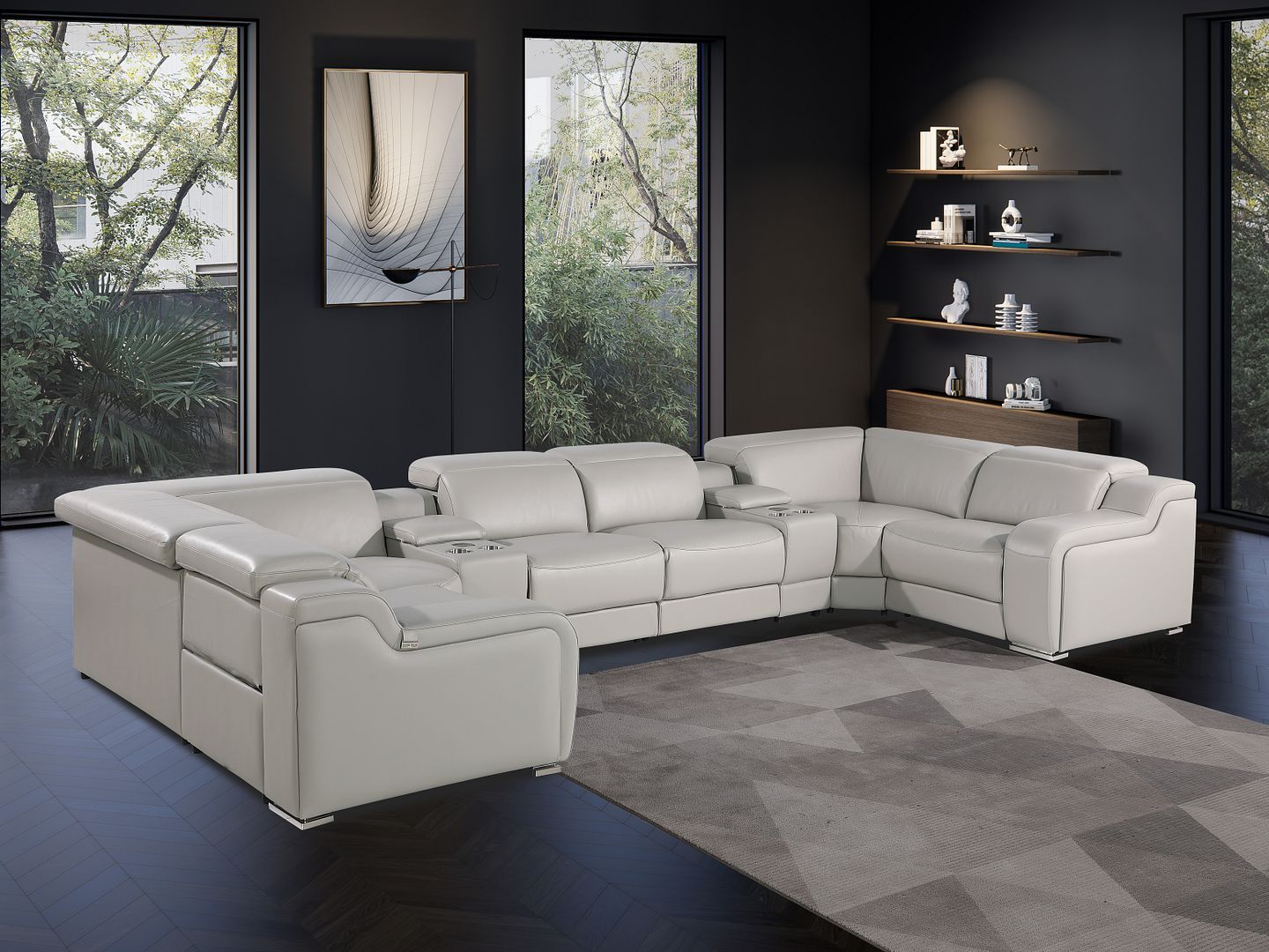 1116 - 8-Piece U-Shaped Sectional Sofa In With 2 Power Recliners & Power Headrests