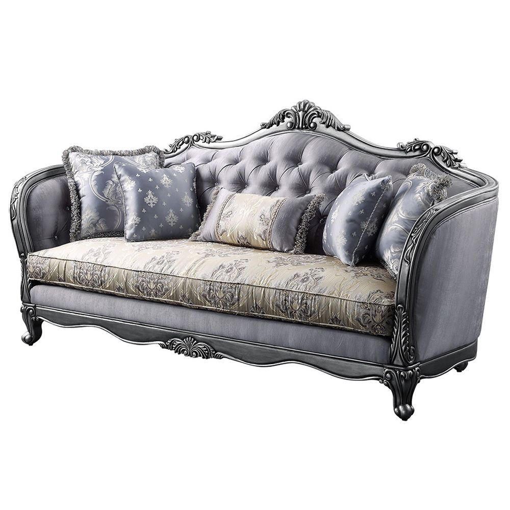 Ariadne - Sofa With 5 Pillows - Fabric & Platinum