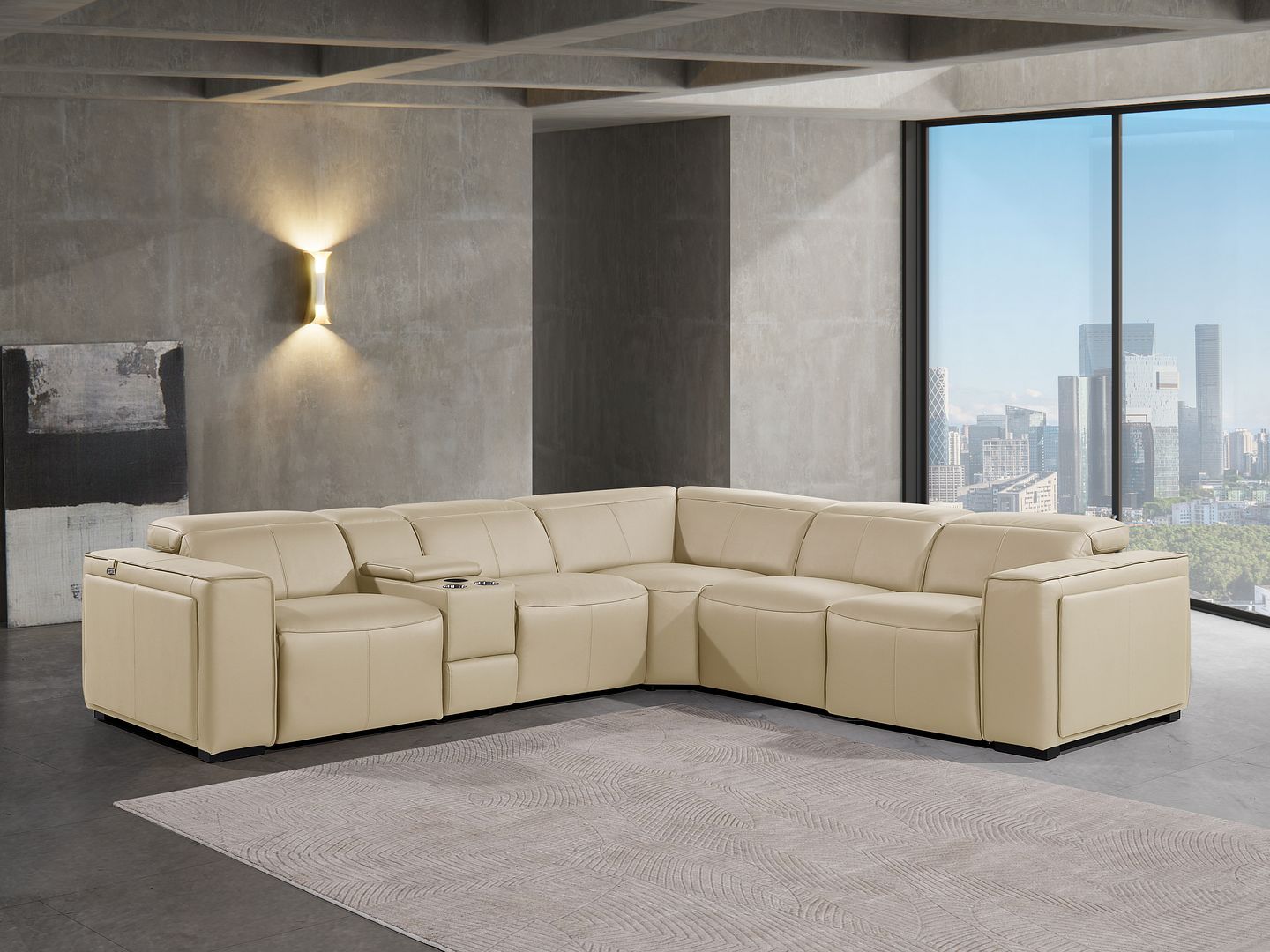 1224 - 6-Piece L-Shaped Sectional Sofa In With 3 Power Recliners & Power Headrests