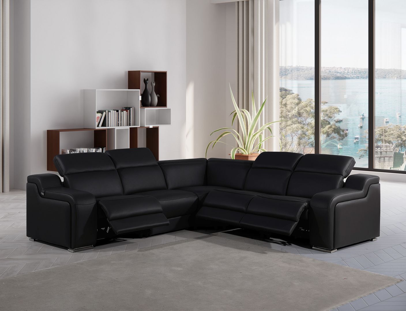 1116 - 5-Piece L-Shaped Sectional Sofa In With 3 Power Recliners & Power Headrests