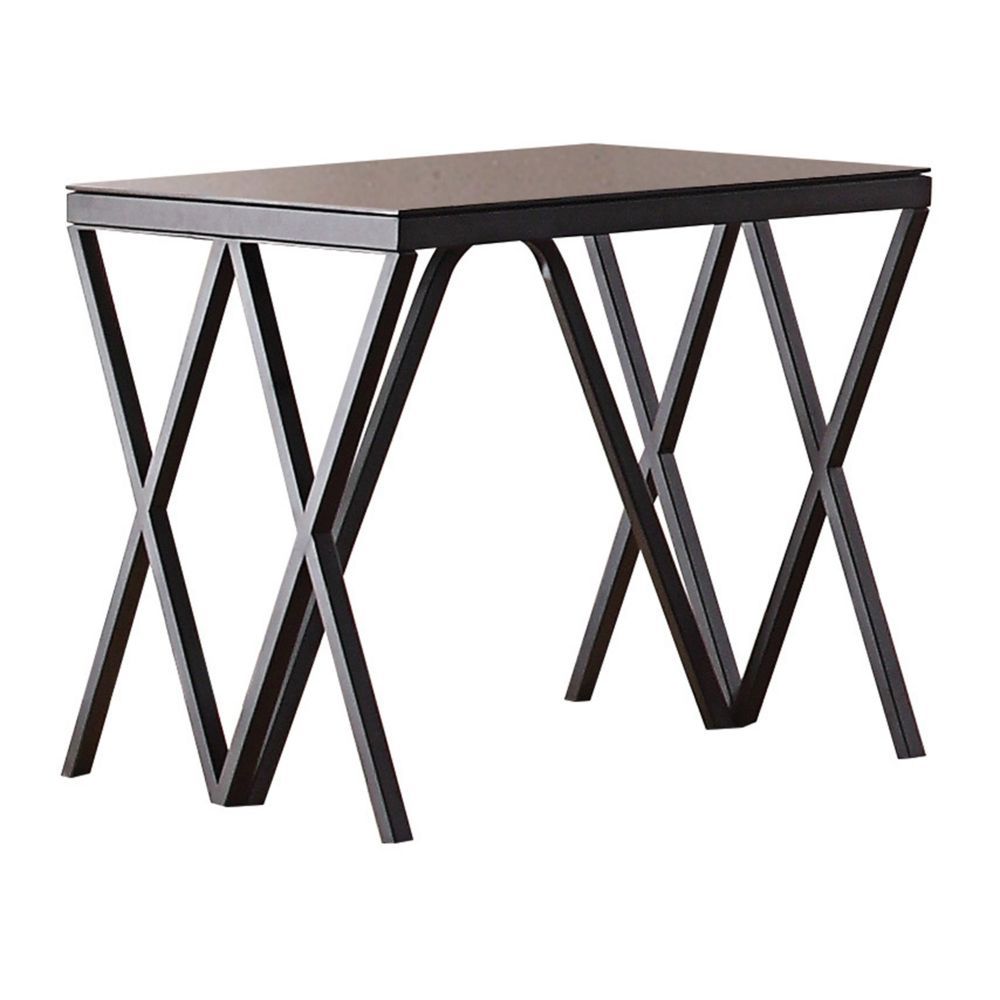 Magenta - End Table - Glass Top & Black