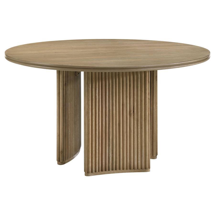 Adina - 5 Piece Round Dining Table Set - Barley / Distressed Light Brown