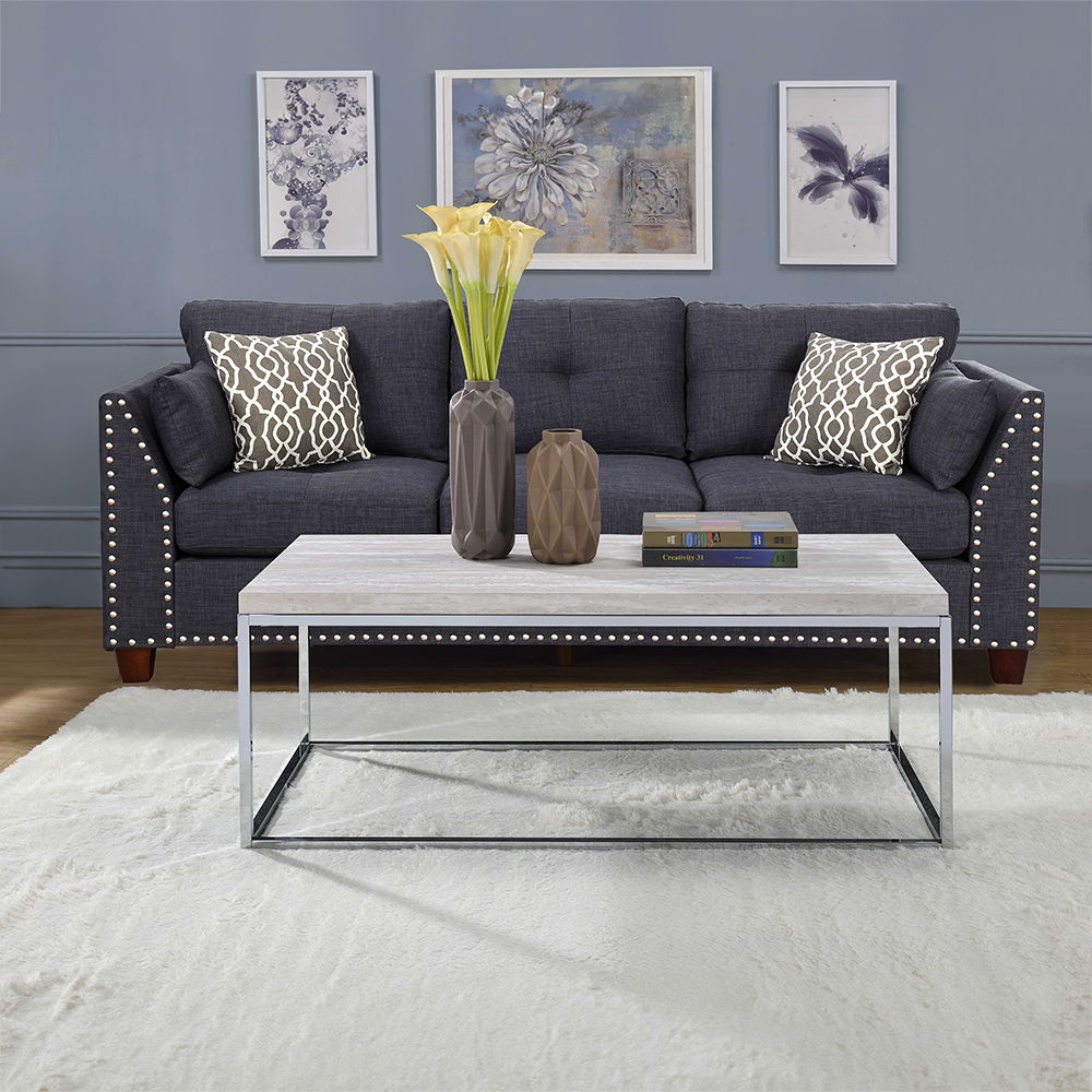 Snyder - Coffee Table - Engineered Stone Top & Chrome