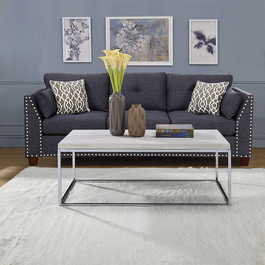 Snyder - Coffee Table - Engineered Stone Top & Chrome