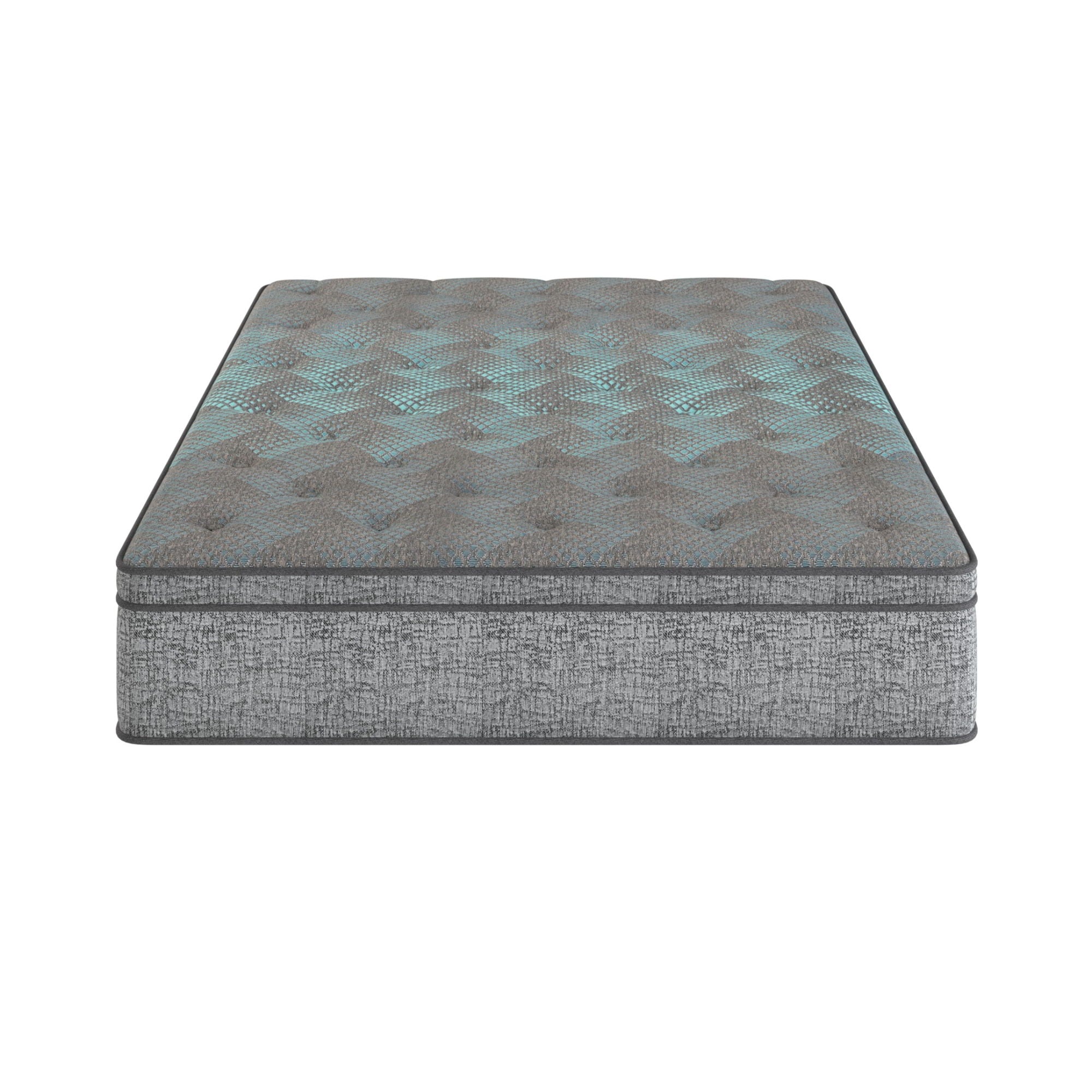 Comfort Care - 10" Twin Extra Long, Hybrid Euro Top Mattress Plush Comfort - Gray / Blue
