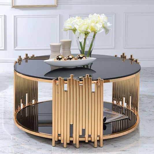 Tanquin - Coffee Table - Black Glass & Gold