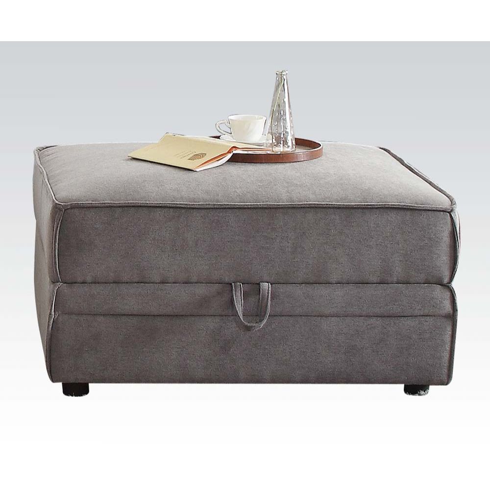 Bois - Ottoman With Storage - Gray Velvet
